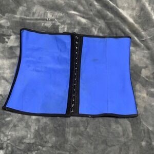 iCollection Blue Waist Trainer Corset‎ Cincher Hook Eye Closure Womens Size 1X